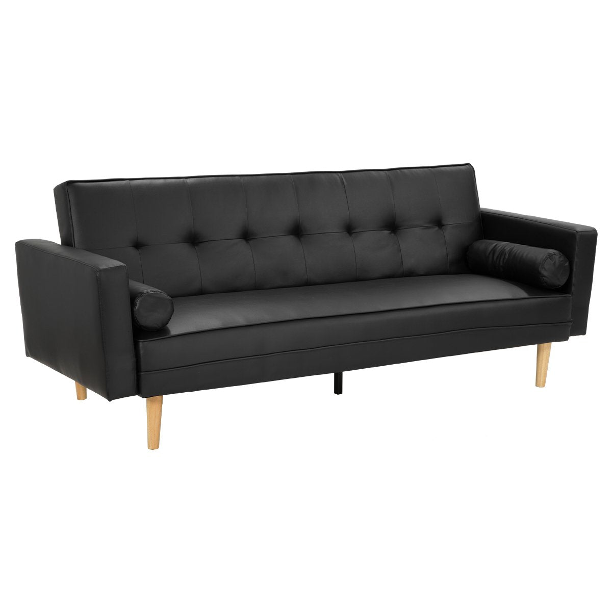 Sarantino Madison Faux Leather Sofa Bed - Black
