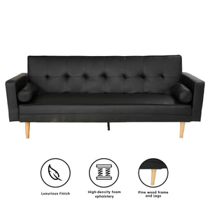 Sarantino Madison Faux Leather Sofa Bed - Black