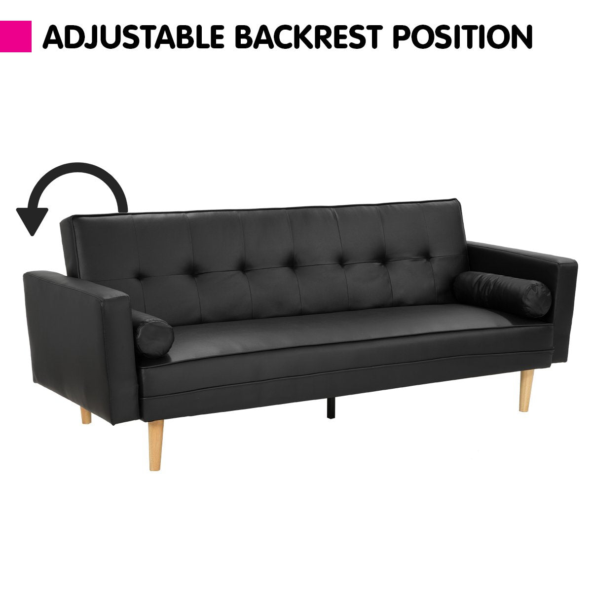 Sarantino Madison Faux Leather Sofa Bed - Black