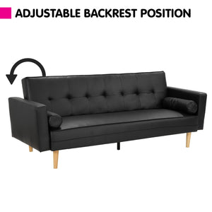Sarantino Madison Faux Leather Sofa Bed - Black