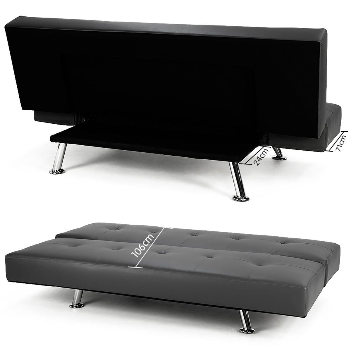 Sarantino Brooklyn Sofa Bed - Adjustable, Black