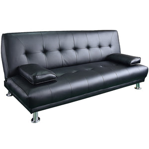 Sarantino Manhattan Faux Leather Sofa Bed - Black