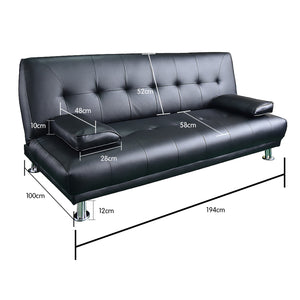 Sarantino Manhattan Faux Leather Sofa Bed - Black