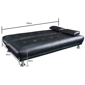 Sarantino Manhattan Faux Leather Sofa Bed - Black