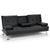 Black Rochester Faux Leather Sofa Bed Lounge Couch Futon Furniture Suite