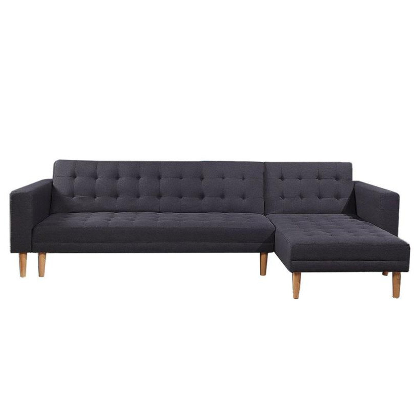 Dark Grey Linen Fabric Corner Sofa Bed Couch Lounge with Chaise by Sarantino