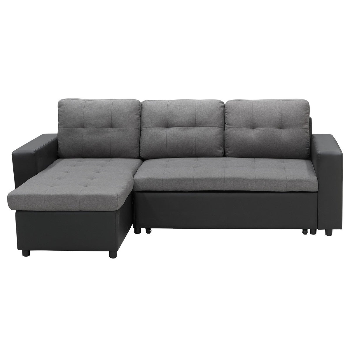 Modular L-shaped Grey Linen Corner Sofa Couch Lounge Furniture by Sarantino