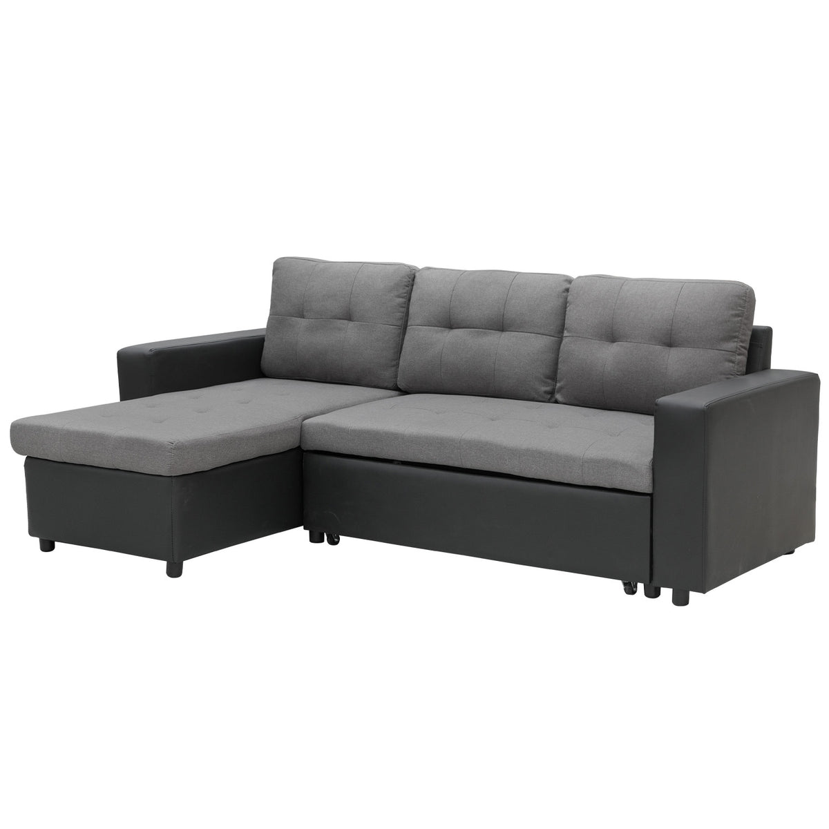 Modular L-shaped Grey Linen Corner Sofa Couch Lounge Furniture by Sarantino