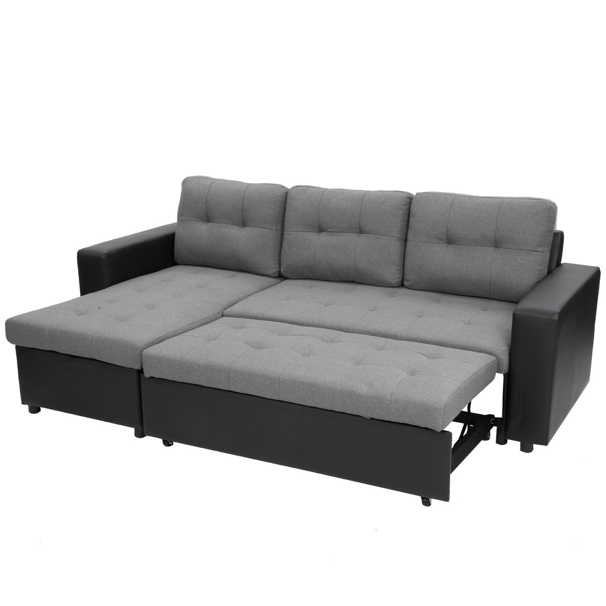 Modular L-shaped Grey Linen Corner Sofa Couch Lounge Furniture by Sarantino