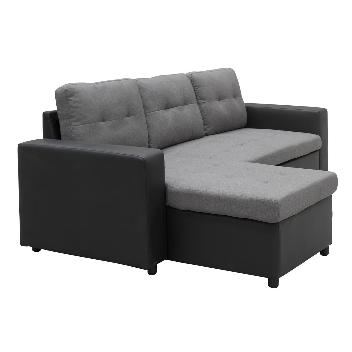 Modular L-shaped Grey Linen Corner Sofa Couch Lounge Furniture by Sarantino
