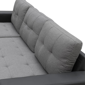 Modular L-shaped Grey Linen Corner Sofa Couch Lounge Furniture by Sarantino