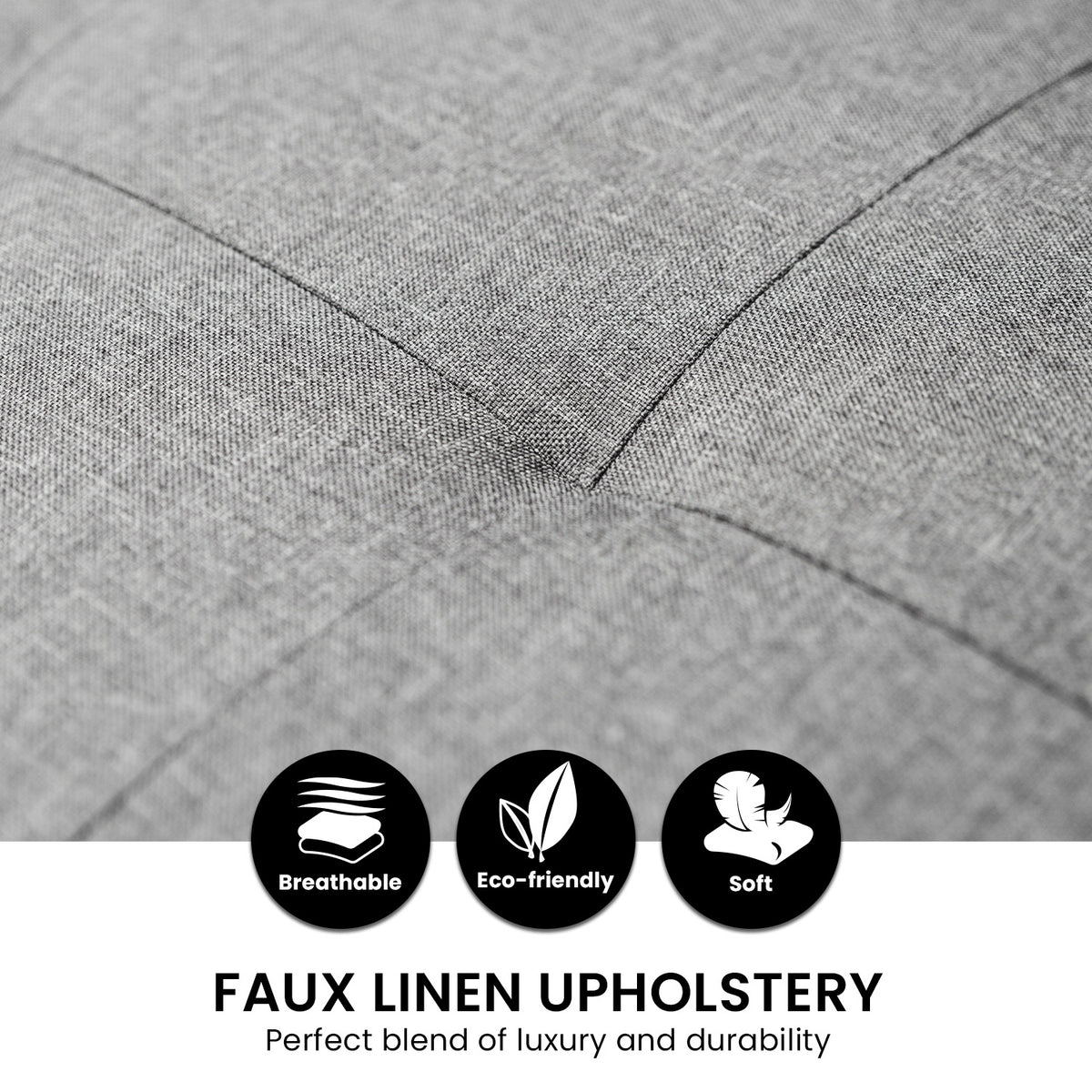 Modular L-shaped Grey Linen Corner Sofa Couch Lounge Furniture by Sarantino