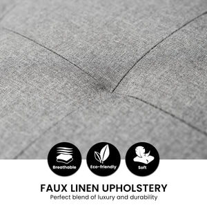 Modular L-shaped Grey Linen Corner Sofa Couch Lounge Furniture by Sarantino