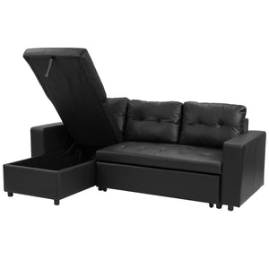 Modular L-shaped Grey Linen Corner Sofa Couch Lounge Furniture by Sarantino