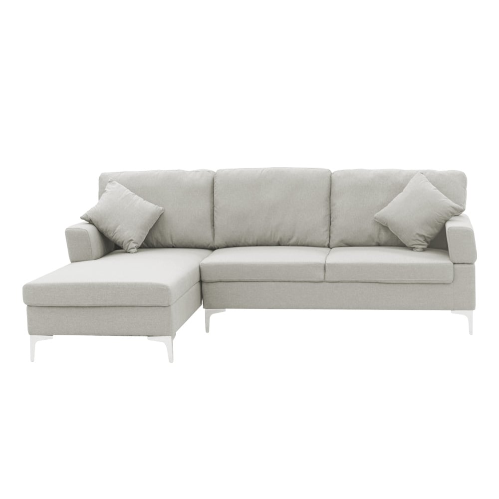 Sarantino Linen Corner Sofa Couch | L-shape | Right Chaise | Light Grey
