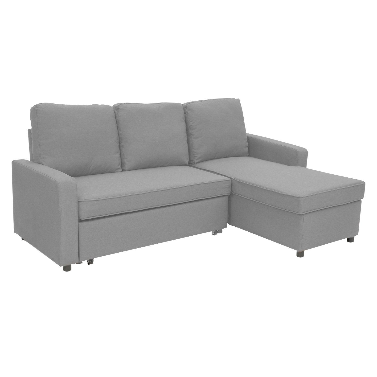 Sarantino 3-Seater Corner Sofa Bed | Storage Lounge Chaise | Light Grey