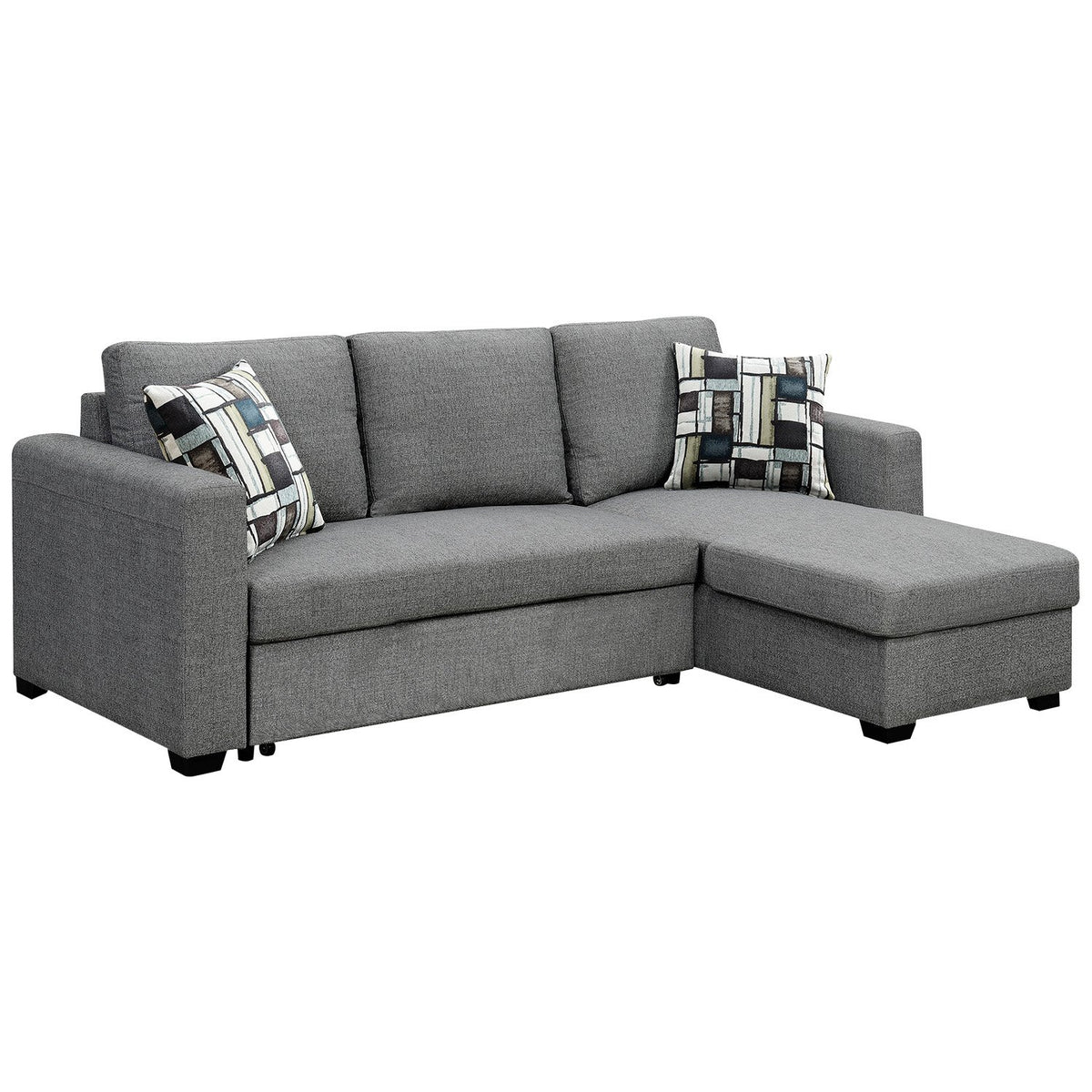 Sarantino Fontana Pullout Sofa Bed with Storage Chaise - Grey