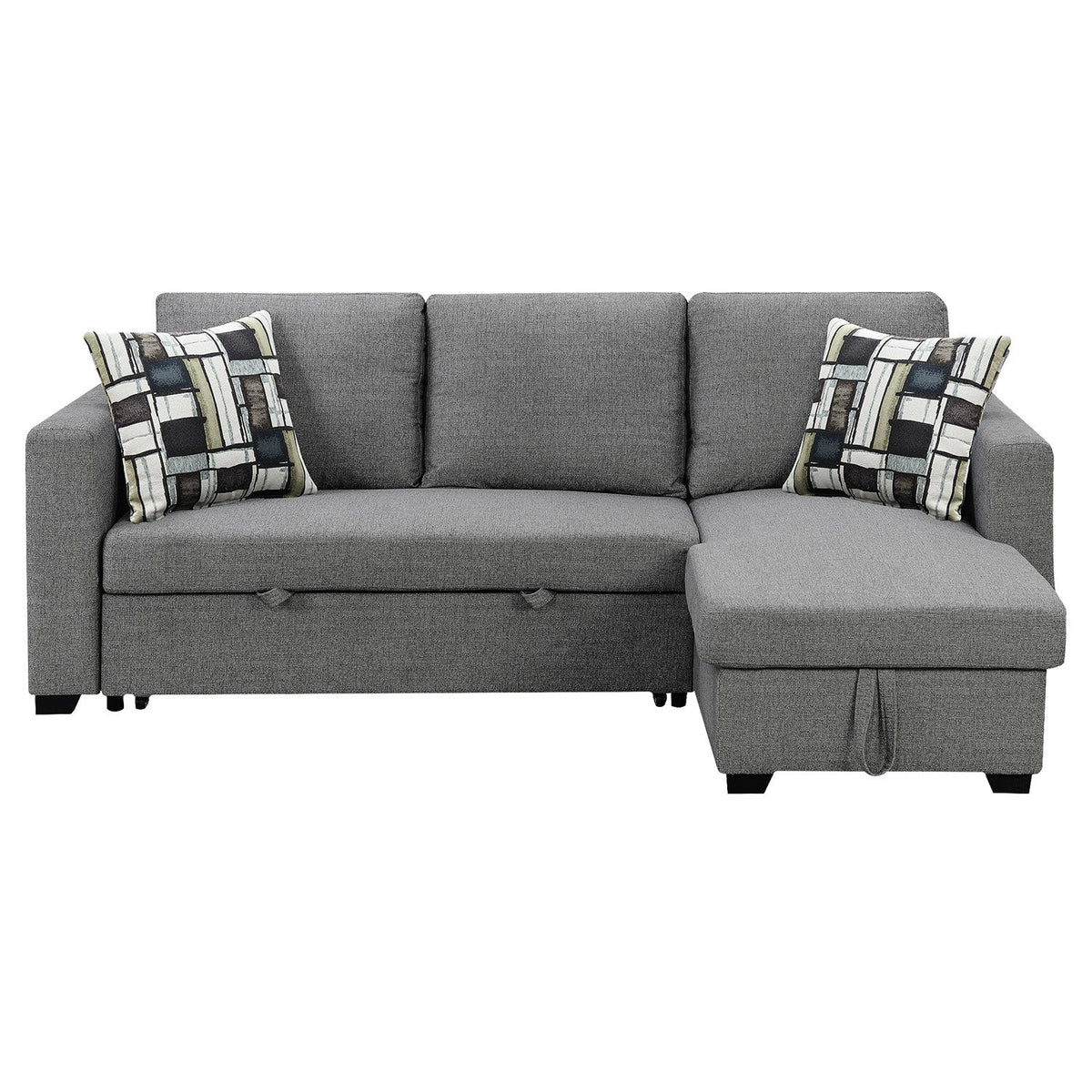 Sarantino Fontana Pullout Sofa Bed with Storage Chaise - Grey