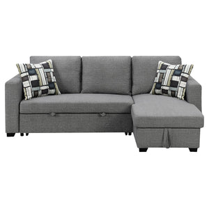 Sarantino Fontana Pullout Sofa Bed with Storage Chaise - Grey