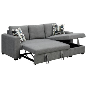 Sarantino Fontana Pullout Sofa Bed with Storage Chaise - Grey
