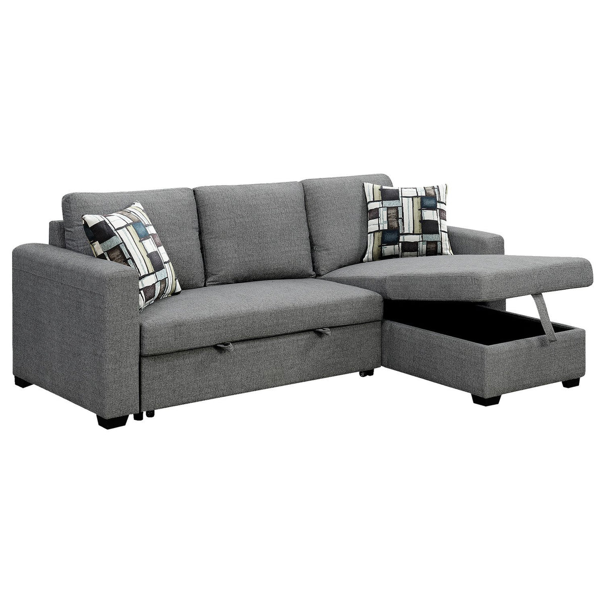 Sarantino Fontana Pullout Sofa Bed with Storage Chaise - Grey