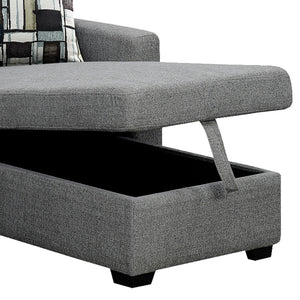 Sarantino Fontana Pullout Sofa Bed with Storage Chaise - Grey