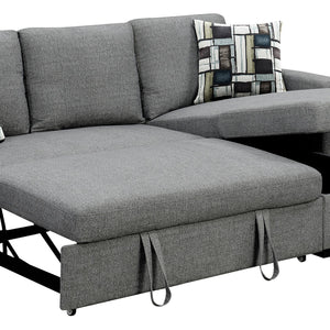 Sarantino Fontana Pullout Sofa Bed with Storage Chaise - Grey