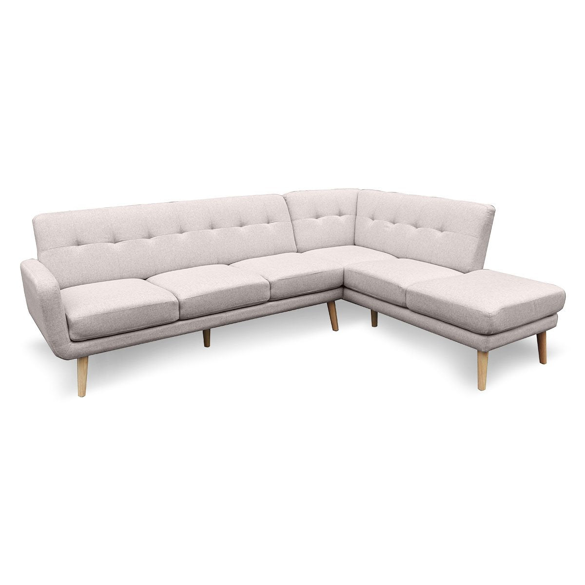 Sarantino L-Shaped Corner Sofa Lounge - Light Grey