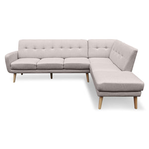 Sarantino L-Shaped Corner Sofa Lounge - Light Grey