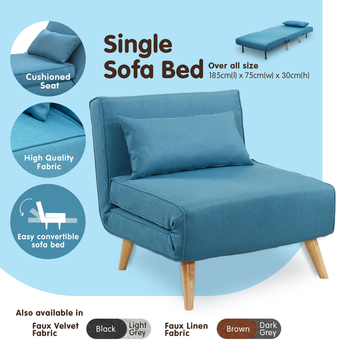 Sarantino Adjustable Corner Sofa - Blue