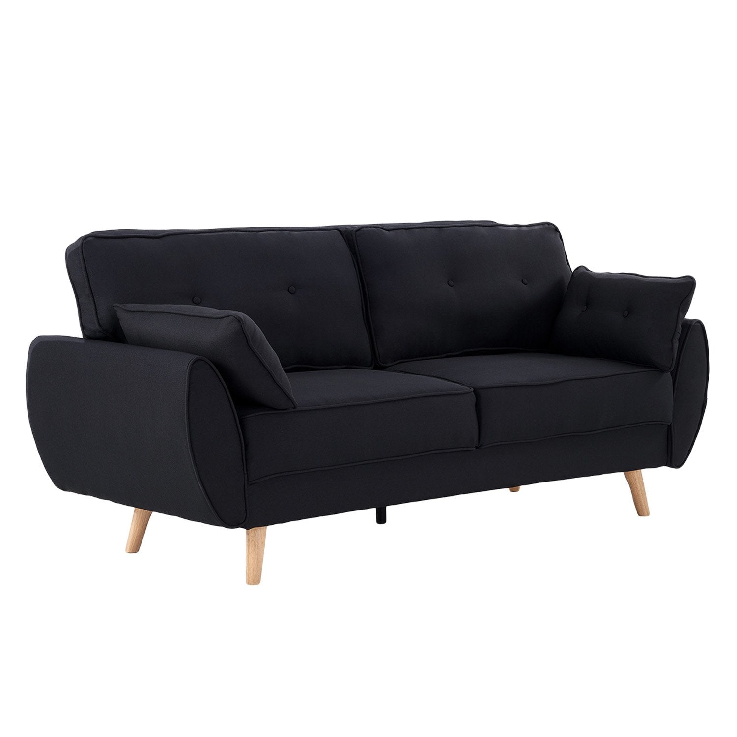 Sarantino 3 Seater Modular Fabric Sofa Bed - Black
