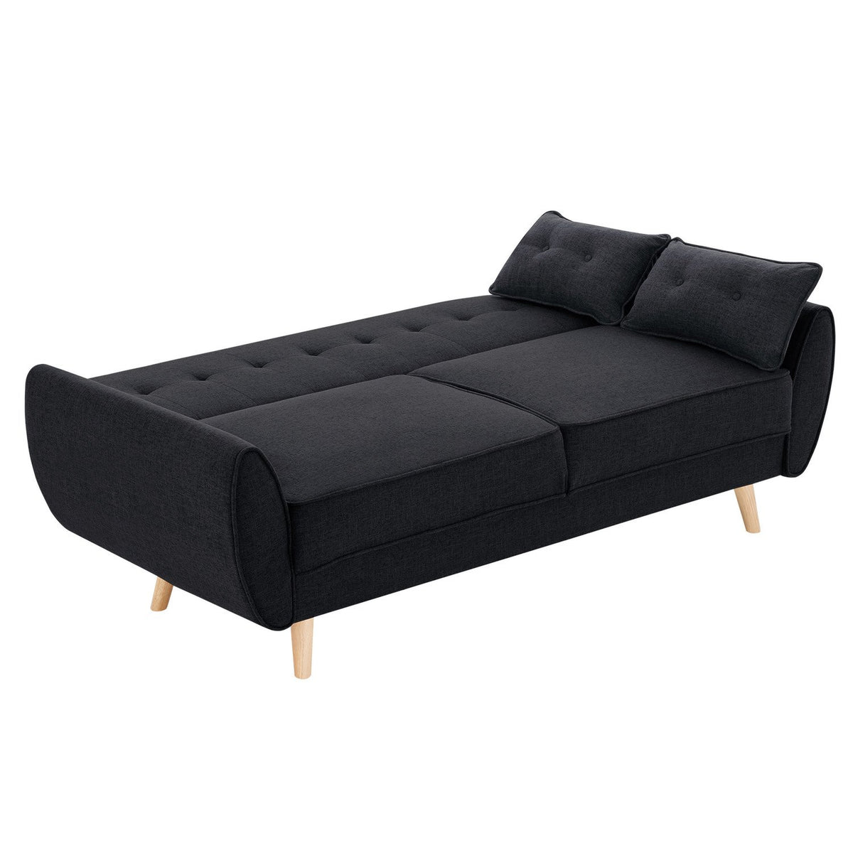 Sarantino 3 Seater Modular Fabric Sofa Bed - Black
