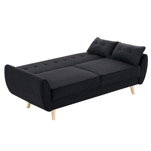 Sarantino 3 Seater Modular Fabric Sofa Bed - Black