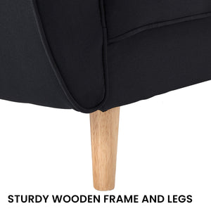 Sarantino 3 Seater Modular Fabric Sofa Bed - Black