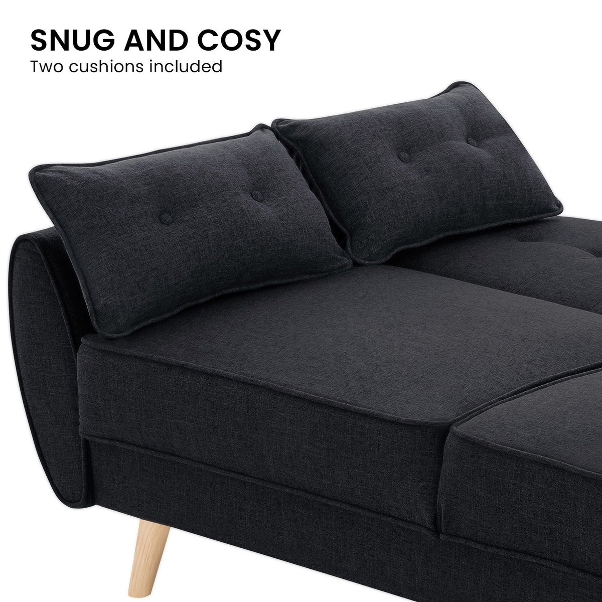 Sarantino 3 Seater Modular Fabric Sofa Bed - Black