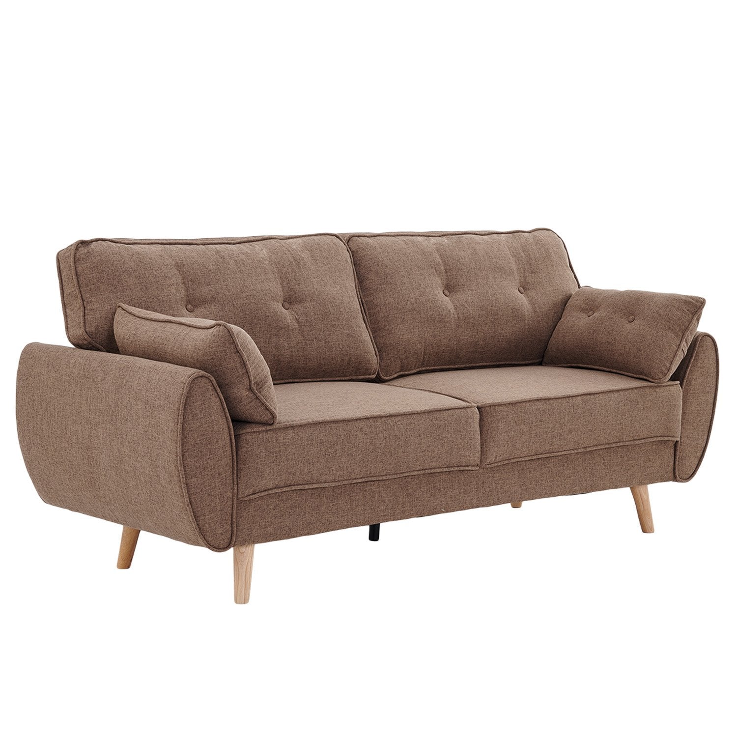 Sarantino 3 Seater Modular Fabric Sofa Bed - Brown