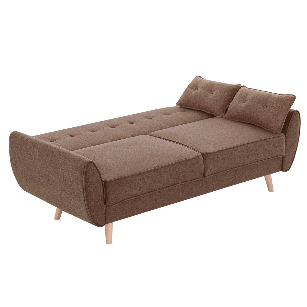 Sarantino 3 Seater Modular Fabric Sofa Bed - Brown