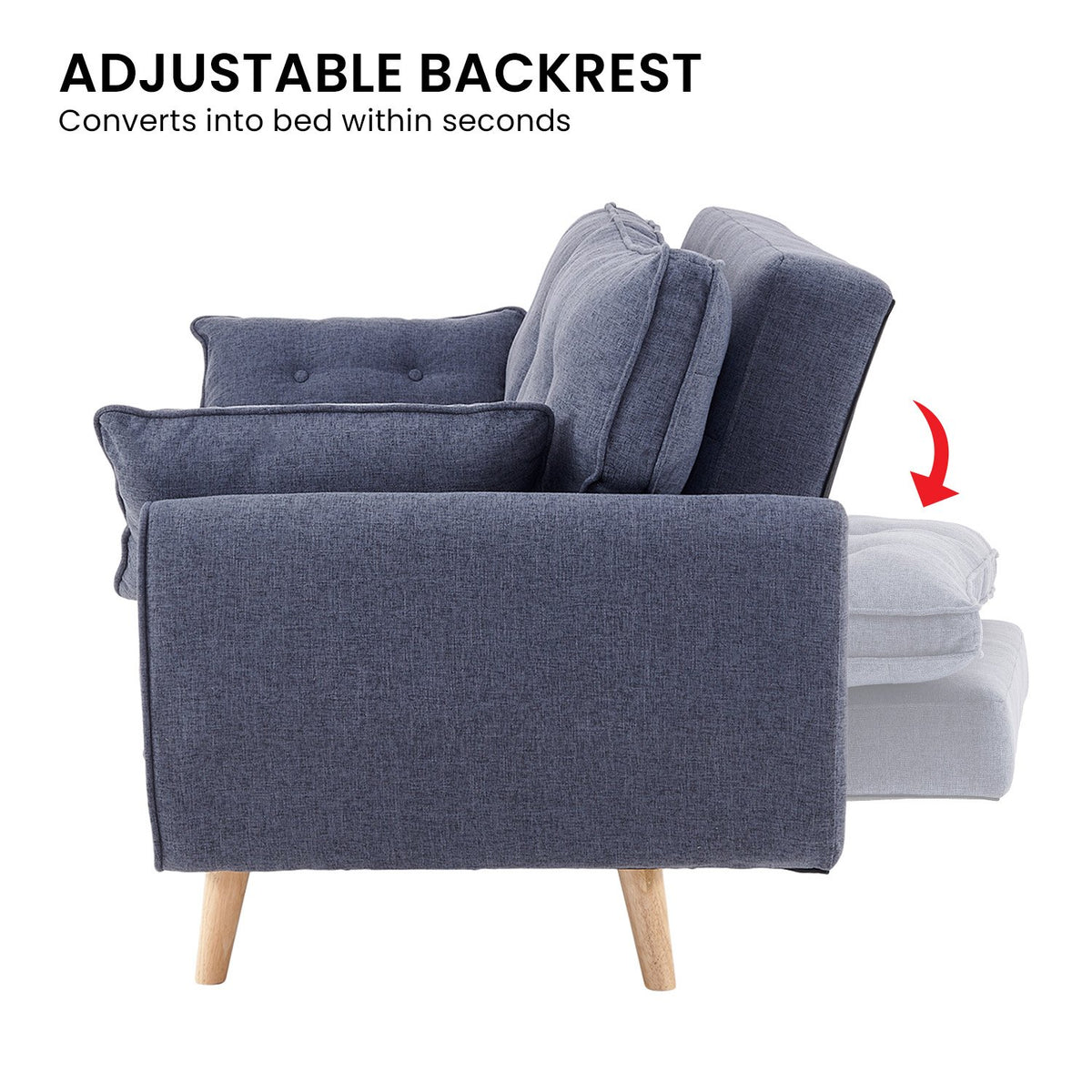 Sarantino 3-Seater Modular Linen Fabric Sofa Bed - Dark Grey | Futon Suite