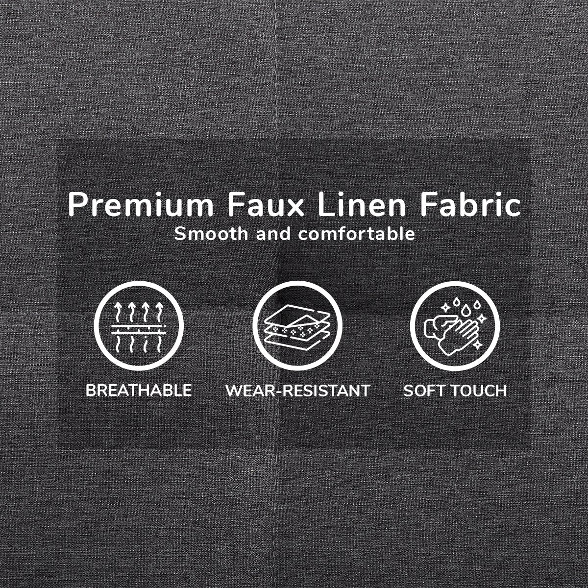 Sarantino 3 Seater Linen Sofa Bed Couch Lounge - Dark Grey