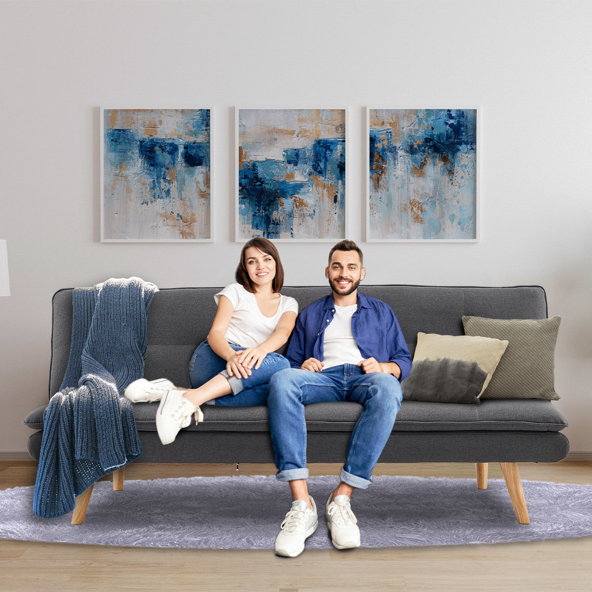 Sarantino 3 Seater Linen Sofa Bed Couch Lounge - Dark Grey