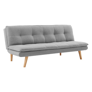 Sarantino 3-Seater Linen Sofa Bed Lounge | Light Grey
