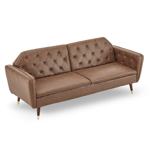 Sarantino Faux Velvet Tufted Sofa Bed - Brown