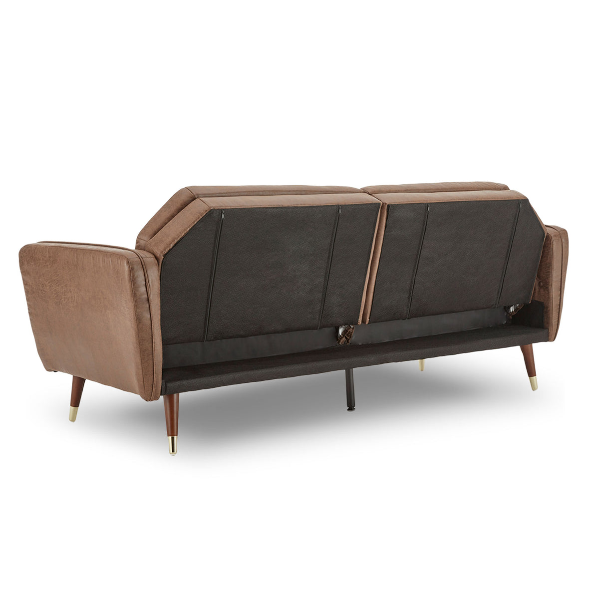 Sarantino Faux Velvet Tufted Sofa Bed - Brown