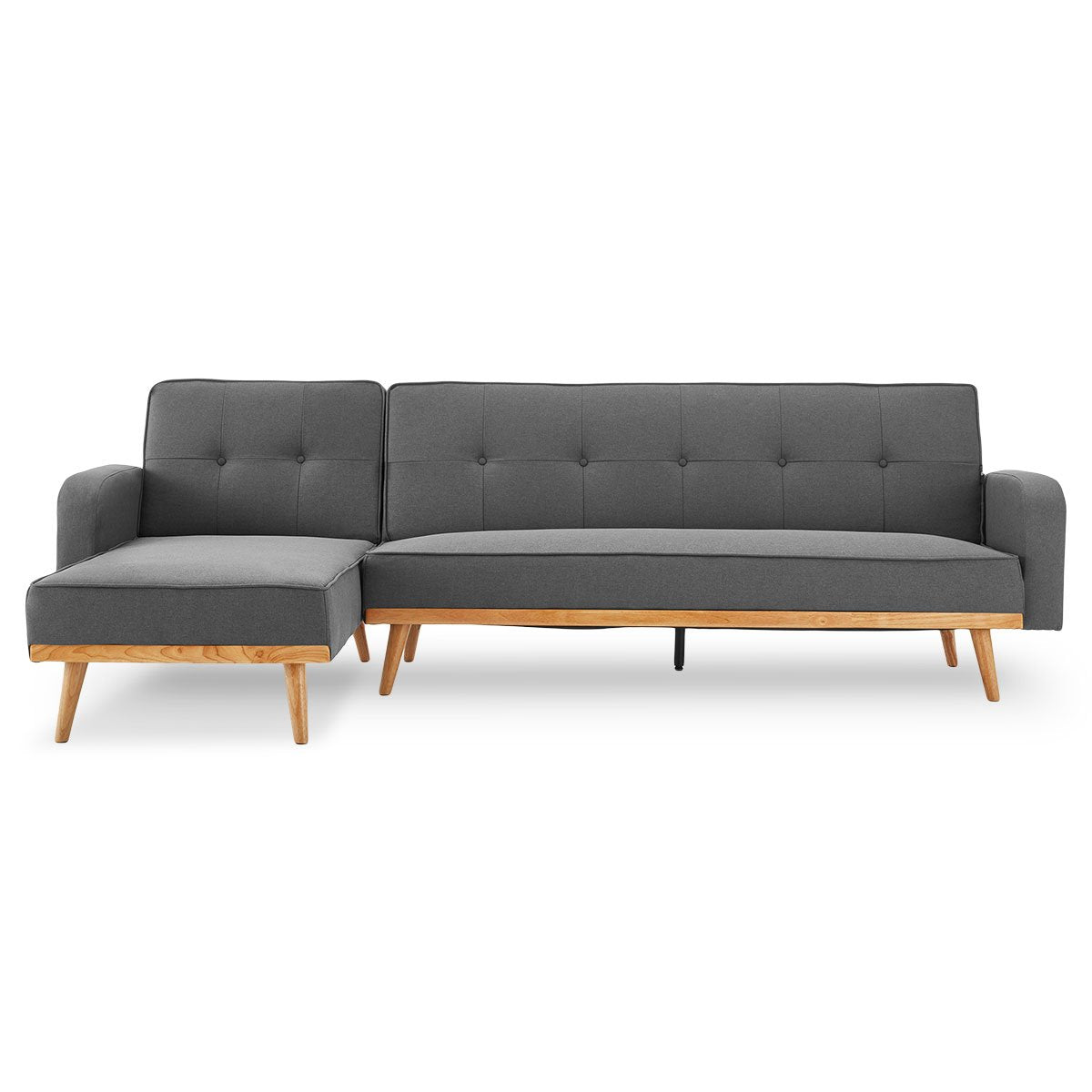Sarantino 3-Seater Corner Sofa Bed | Chaise Lounge | Dark Grey