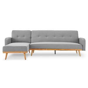 Sarantino 3-Seater Corner Sofa Bed - Light Grey