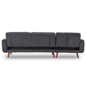 Sarantino Faux Velvet Sofa Bed - Dark Grey
