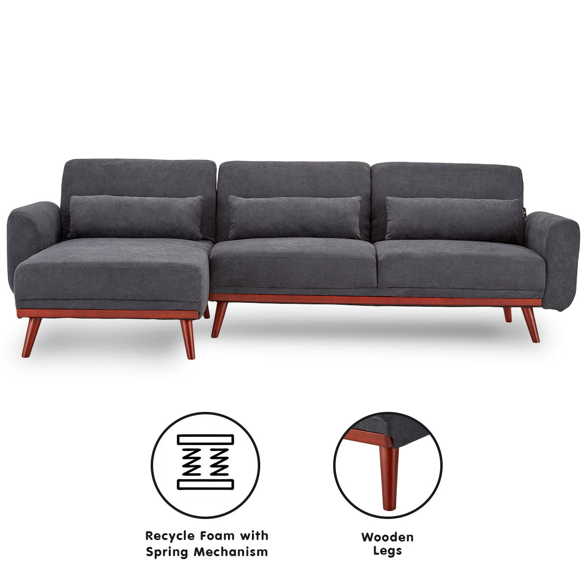 Sarantino Faux Velvet Sofa Bed - Dark Grey