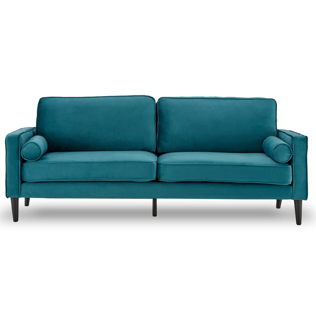 Blue Faux Velvet Sofa Bed Couch Lounge Furniture Suite by Sarantino