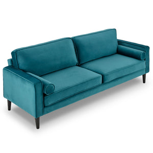 Blue Faux Velvet Sofa Bed Couch Lounge Furniture Suite by Sarantino