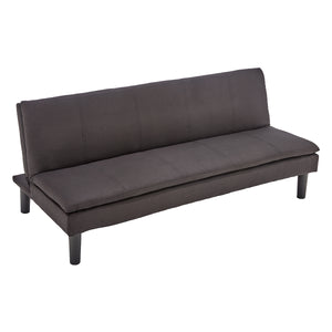 Black 3 Seater Modular Faux Linen Fabric Sofa Bed Couch by Sarantino